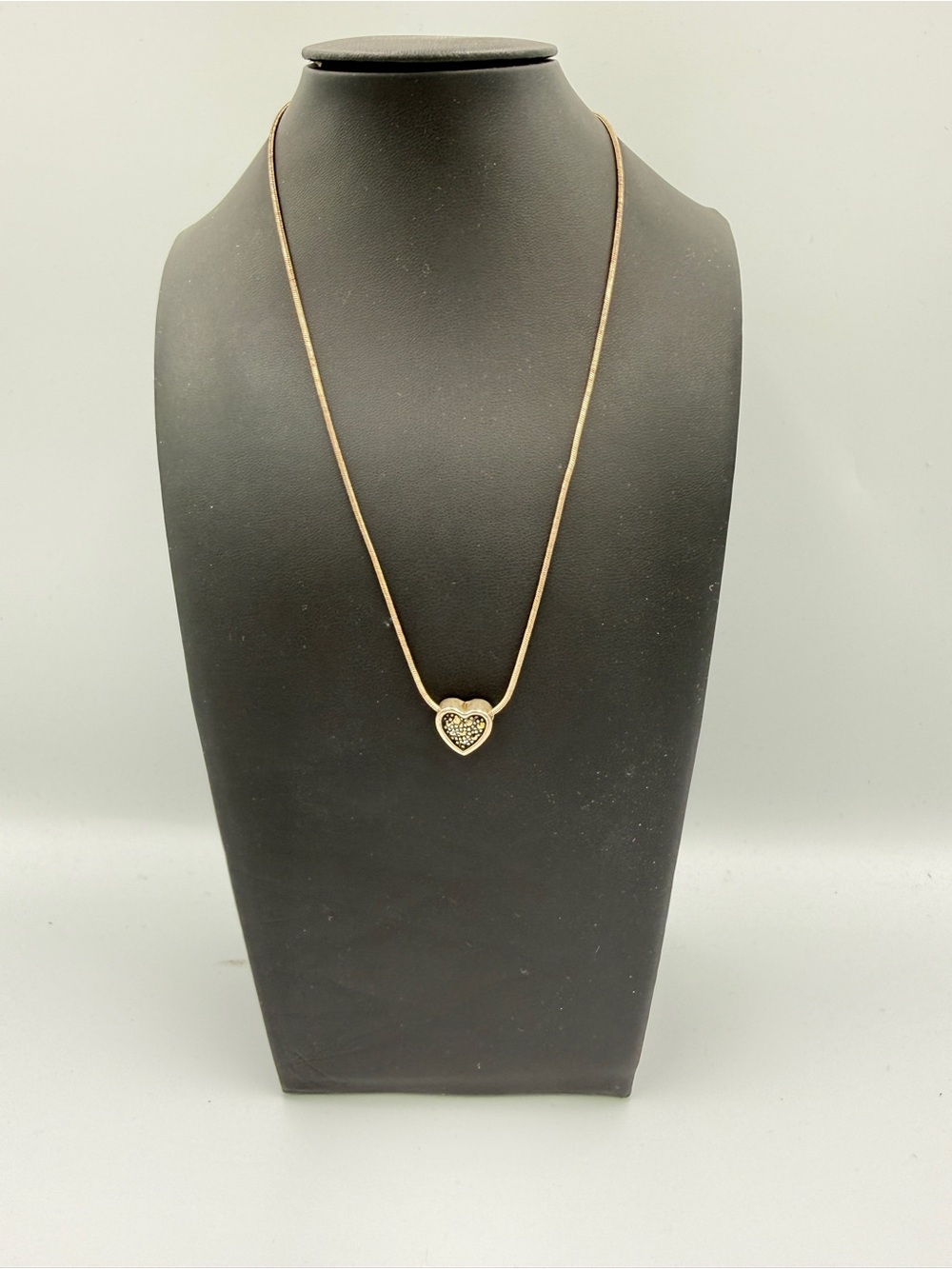 Gold Heart Pendant Necklace with Pavé Center